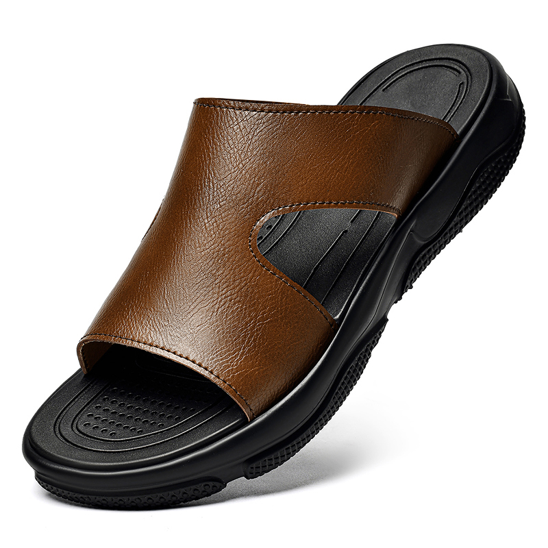 Men'S Shoes Temu - Sandálias masculinas de couro, antiderrapantes, sola