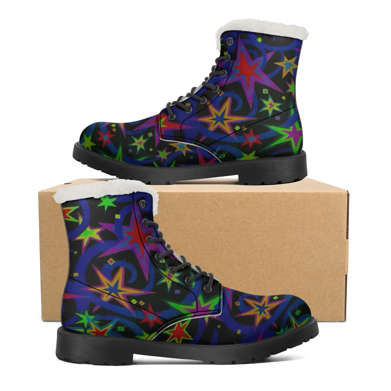 Men Shoes Eu To Us Size - Botas de Neve Plush Starlit Sky