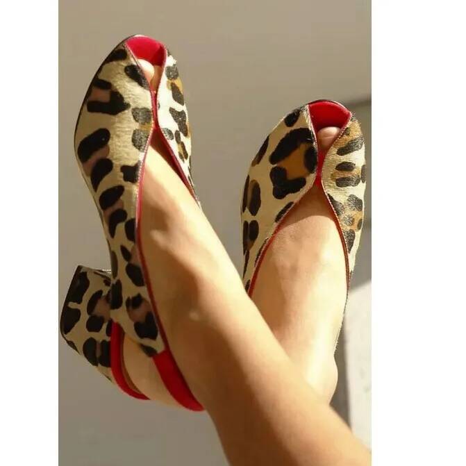 Men Shoes On - Sandálias Femininas Peep Toe com Estampa