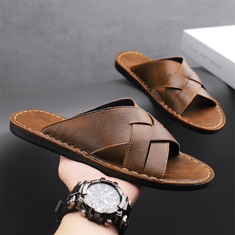 Men'S Shoes Temu - Sandálias casuais masculinas de couro genuíno,