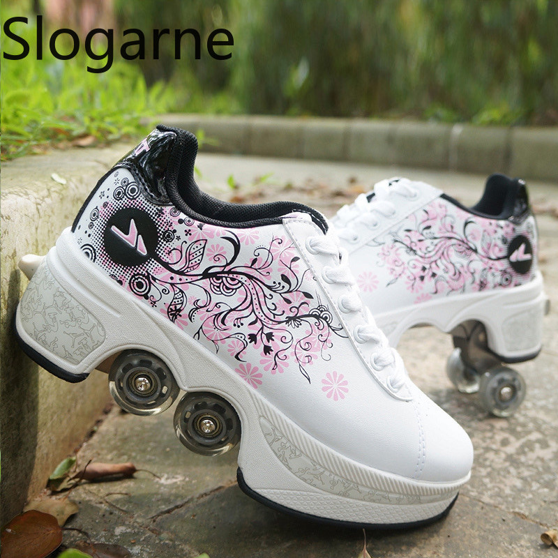 Men Shoes Sneakers - Mulher 4 rodas deformação patins sapatos