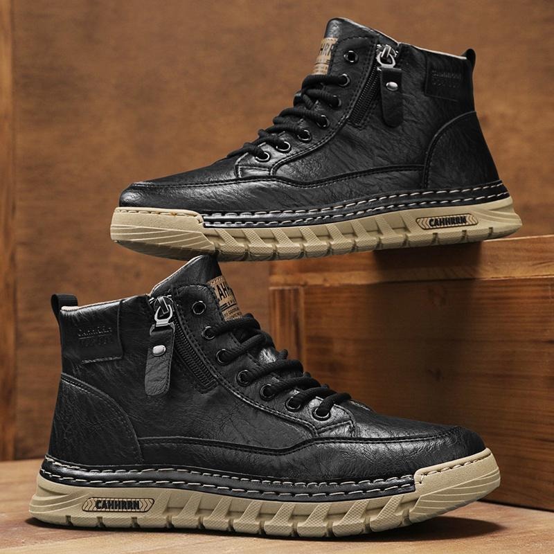 Botas masculinas de couro de c - Men'S Shoes Comfortable Walking avaliação e preço