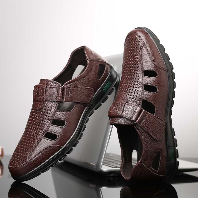 Sandálias masculinas de couro  - Men Shoes Eu To Us Size avaliação e preço